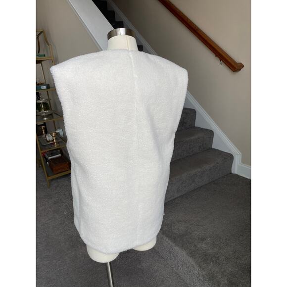 H&M cream shearling oversized vest size XS, - Picture 12 of 12